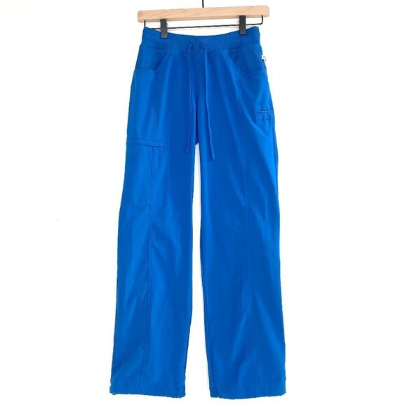 Medical Cargo Scrubs Pants Straight Leg Drawstring Royla Blue Antimicrobial - Picture 1 of 13